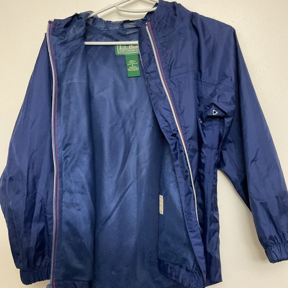 LL Bean Windbreaker Jacket Lightweight Raincoat Packable Navy Blue 8